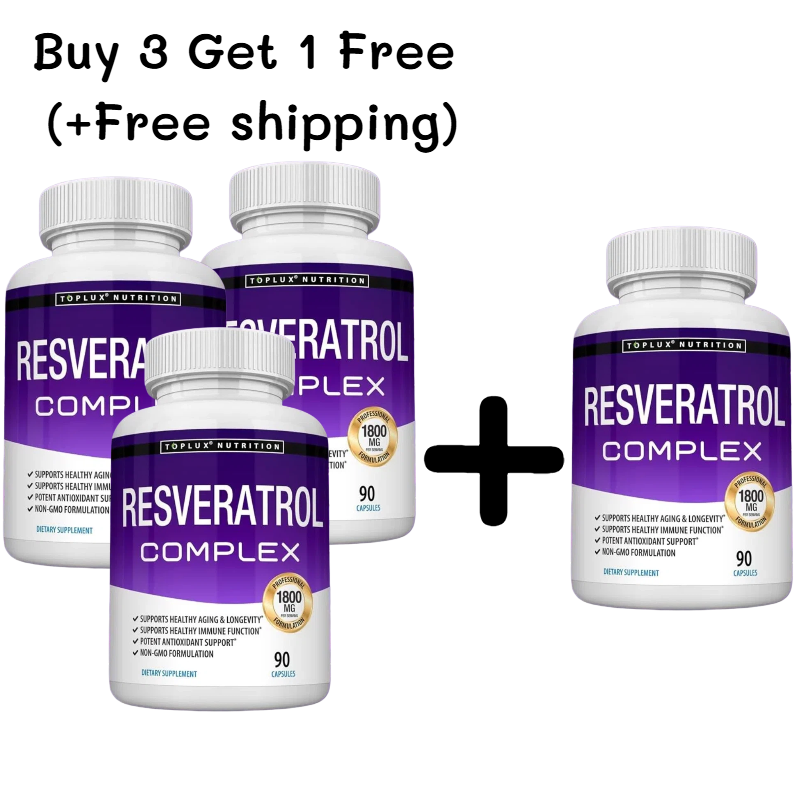 Resveratrol Supplement 1800 mg Antioxidant Complex - Overall Health Support, Brain Function, for Men Women, 90 Capsules