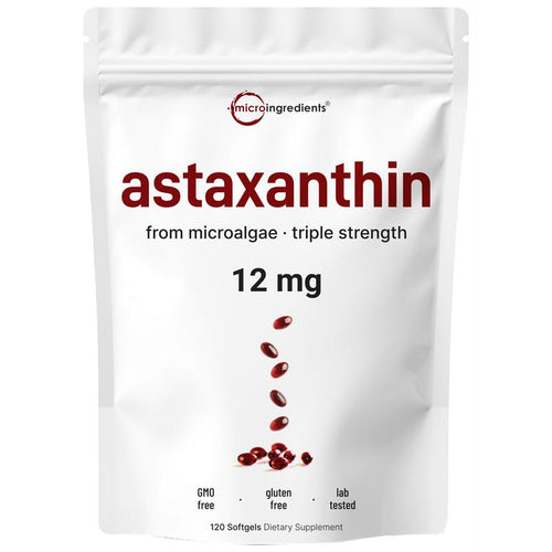 PureNutra Microalgae Astaxanthin 12mg – Antioxidant Softgels for Skin & Wellness, 120 Ct (4-Month Supply)