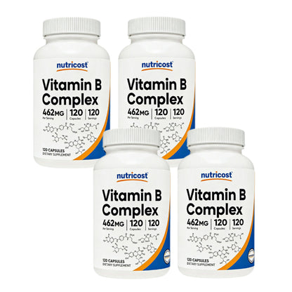 Nutricost High Potency Vitamin B Complex 462mg, 120 Capsules - with Vitamin C - Energy Complex