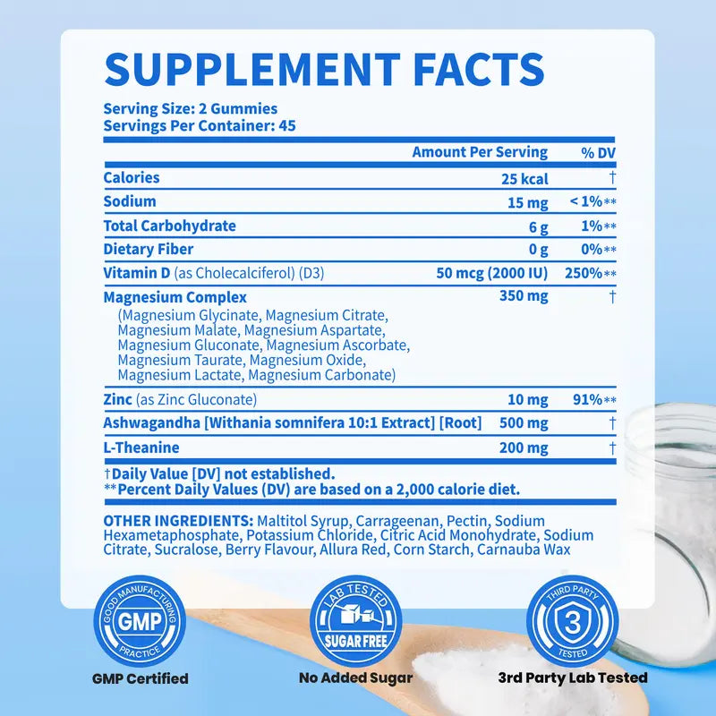VEV 14-in-1 Magnesium Gummies – with Ashwagandha, L-Theanine, Vitamin D3 & Zinc