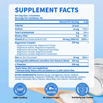 VEV 14-in-1 Magnesium Gummies – with Ashwagandha, L-Theanine, Vitamin D3 & Zinc