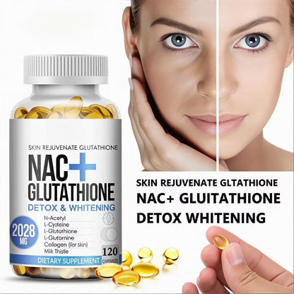 NAC Glutathione Collagen Capsules 2028mg Skin Whitening Anti-Aging Antioxidant , Supports Liver Health,120 Capsules