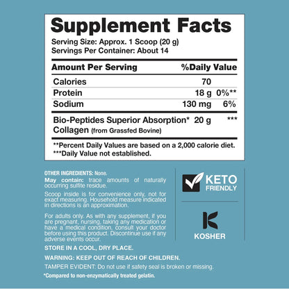 Collagen Bio-Peptides Powder 20oz Grassfed Collagen Protein