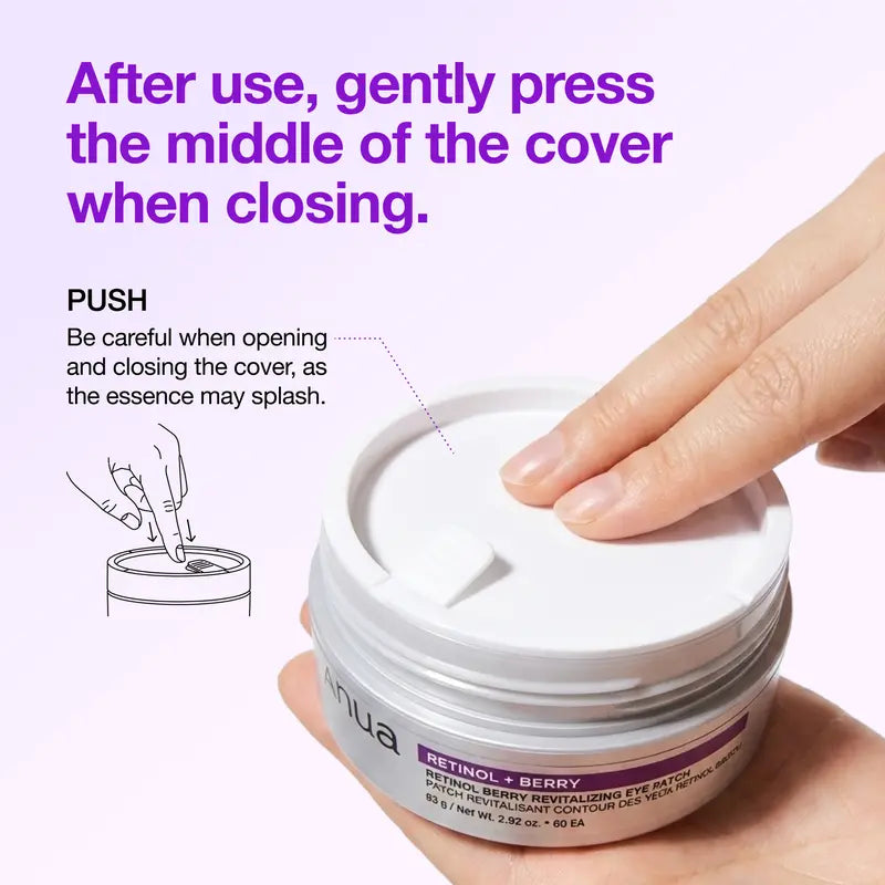 [Anua] Retinol Berry Revitalizing Eye Patch for Wrinkle and Dark Circles(60ea), 8Hour Plumping Effect in 10 Minutes, Fuller Looking & Lifted Skin, Hyal-Plumping Effect, Brightens Undereye by Antioxidant Berry Extracts, Relieves Puffiness with Caffeine