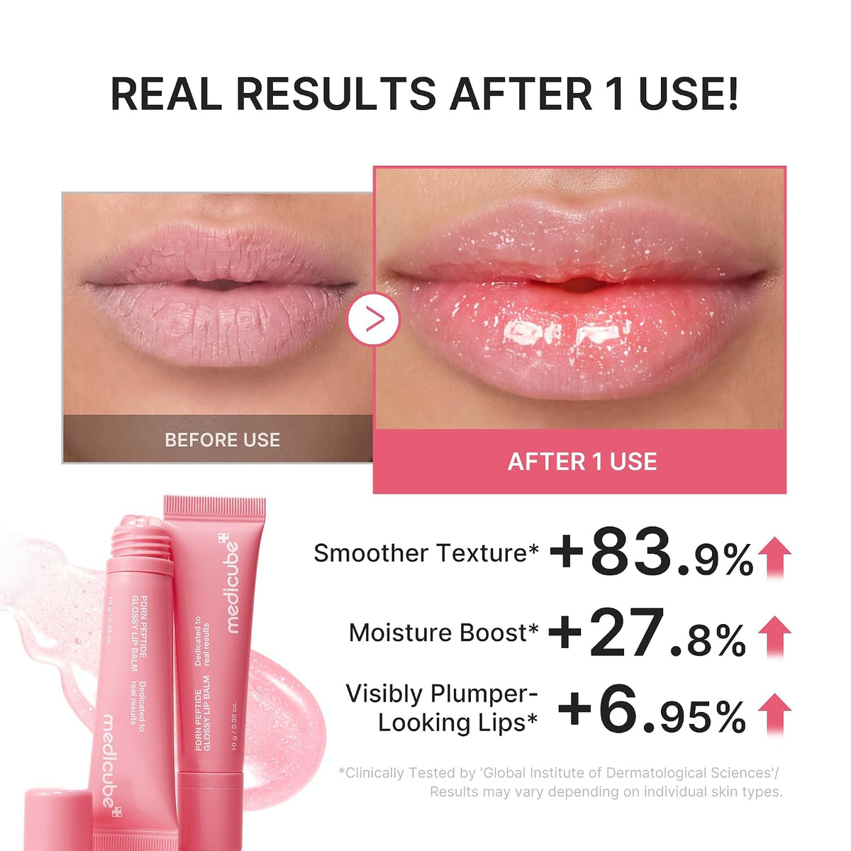 medicube PDRN Peptide Glossy Lip Balm, Hydrating Plumping Gloss, 0.35 oz