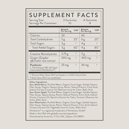 arrae Tone Variety Creatine Gummies | Assorted Sour Flavors (Watermelon, Green Apple, Mixed Berry)| Gut-Friendly Formula for Energy, Cognitive Health, Post-Workout Recovery