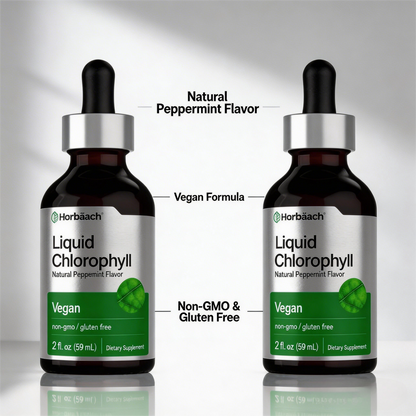 Liquid Chlorophyll Drops 2 oz Vegan, Non-GMO, and Gluten Free Formula | Natural Peppermint Flavor
