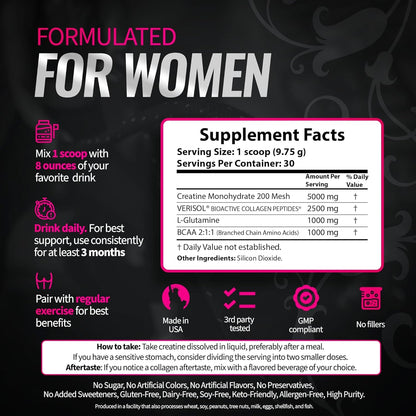 Bold Buns Creatine for Women – Booty Builder Supplement with Collagen & BCAA