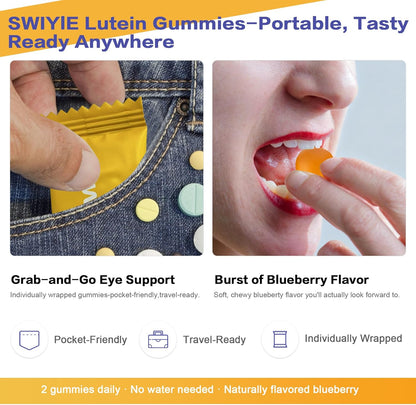 Lutein Gummies for Eye Health – Vision Support Eye Vitamins, Blueberry Flavor, 60 Gummies