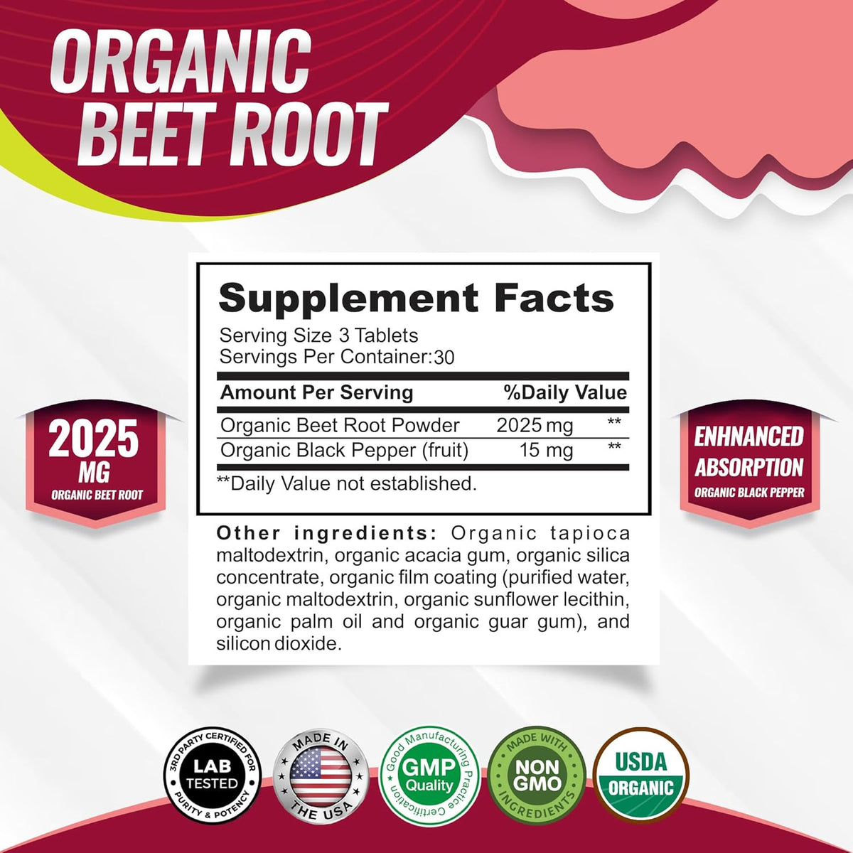 Toplux Organic Beet Root Powder Tablets - 2040mg Natural Nitric Oxide Beets to Support-Shop