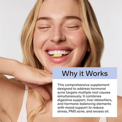 Hormonal Acne Supplement (5-HTP) - Natural DIM Supplement - Skin Care Vitamins - Hormone Balance, Antioxidants - Gluten Free, Cruelty Free - 30 Servings, 90 Capsules