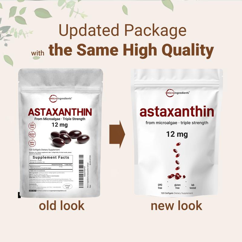 PureNutra Microalgae Astaxanthin 12mg – Antioxidant Softgels for Skin & Wellness, 120 Ct (4-Month Supply)