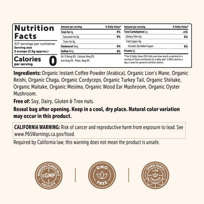 Micro Ingredients Organic Instant 10 in 1 Mushroom Coffee Powder