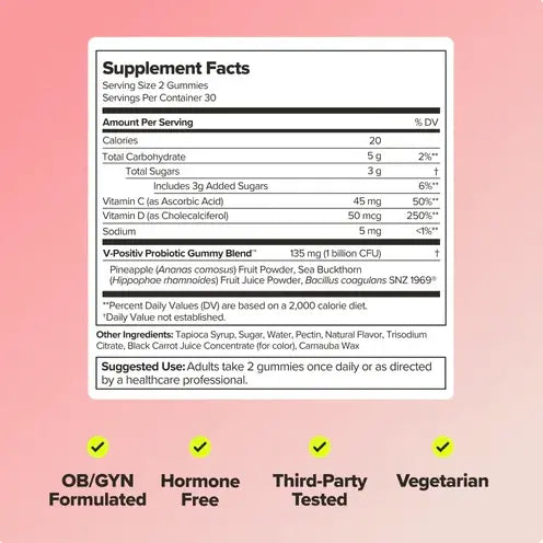 URO - Probiotic Gummy - Prebiotic and Probiotic Gummies for Healthy pH Balance and Odor