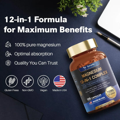 Magnesium 12 in 1 Complex 700mg - Glycinate Citrate Malate Taurate.4