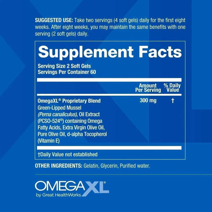 3pk Omega XL 120 Capsules Green Lipped Mussel Omega-3 Joint Relief New
