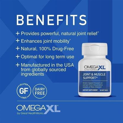 3pk Omega XL 120 Capsules Green Lipped Mussel Omega-3 Joint Relief New
